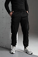 Мужские весенние штаны карго с карманами "Storm" черные модные спортивные брюки-карго высокого качества LOV