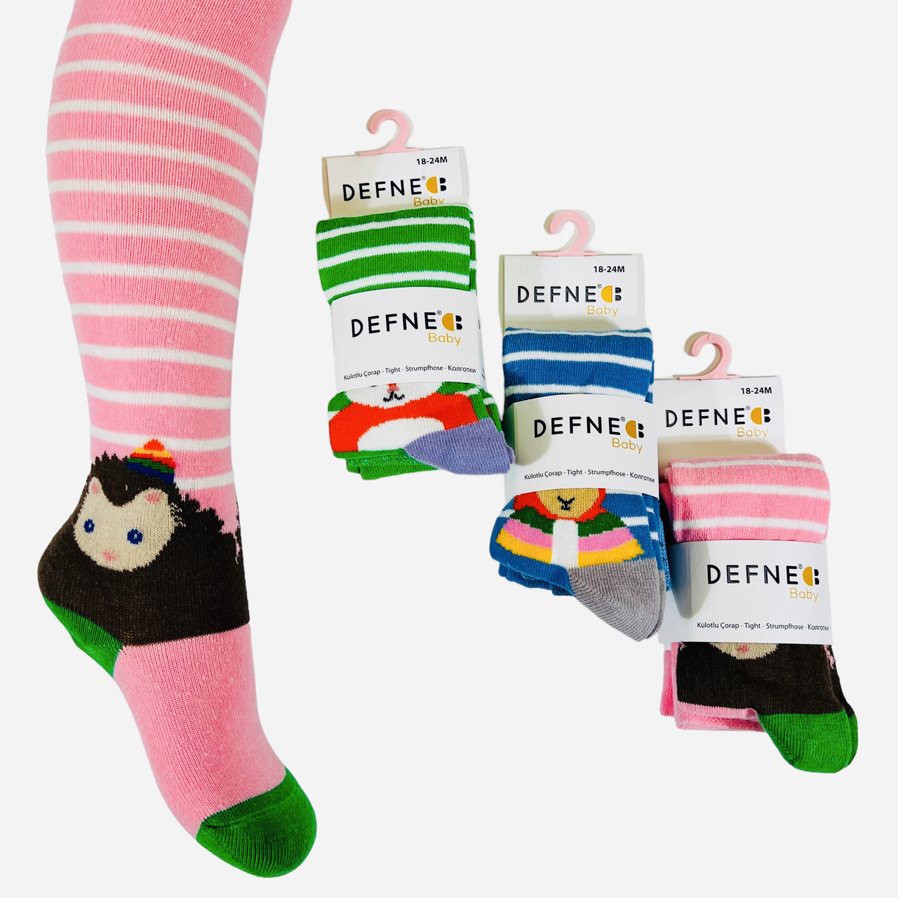 Колготки для немовлят 6-12 міс ТМ Defne (3 шт/уп), фото 1