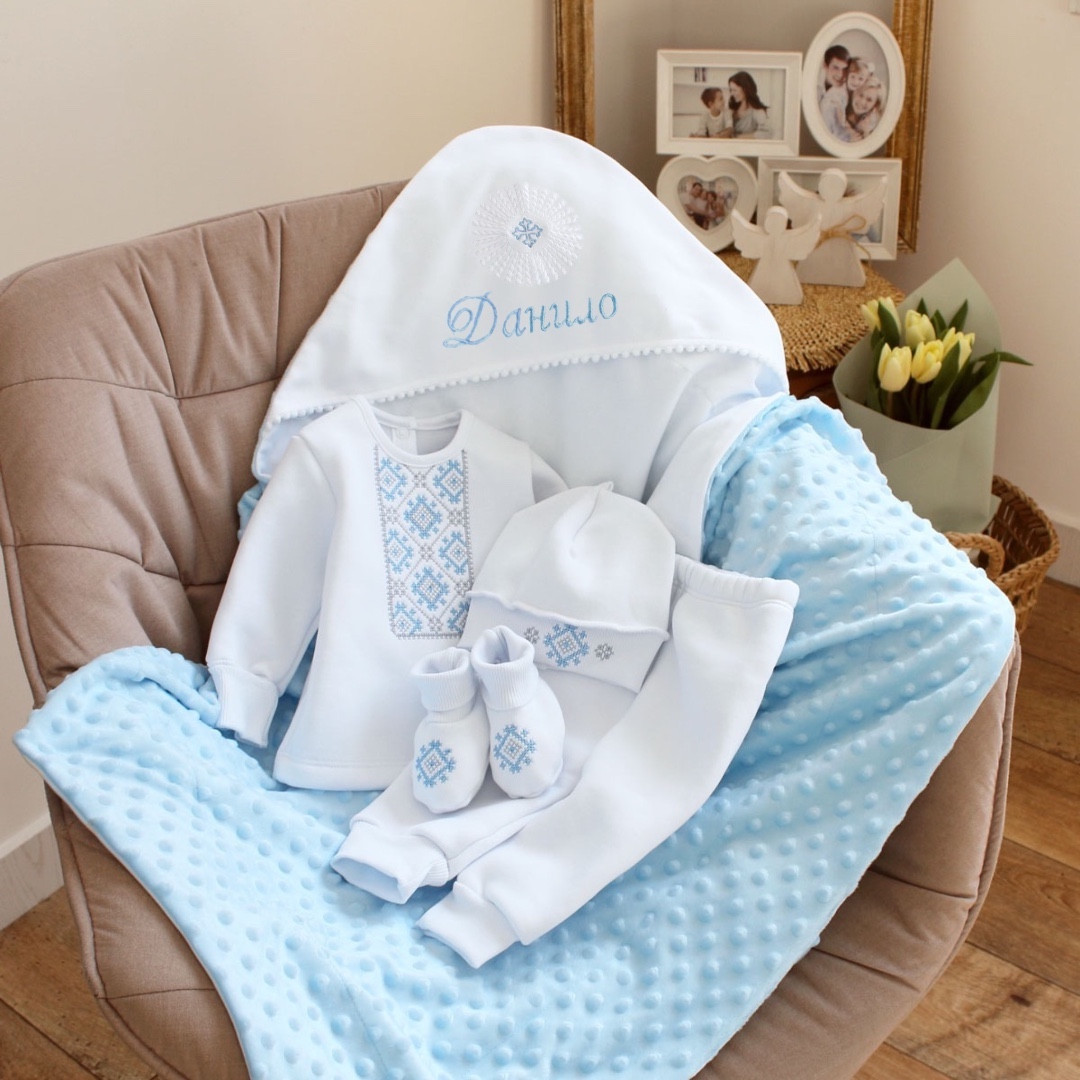Теплий набір для хрещення хлопчика з іменною крижмою, фото 1
