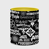 Кружка с принтом «Логотипы рок групп» (цвет чашки на выбор)