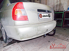 Фаркоп Hyundai Accent LC 2000-2006 (Хендай Акцент) без підрізу бампера, фото 4