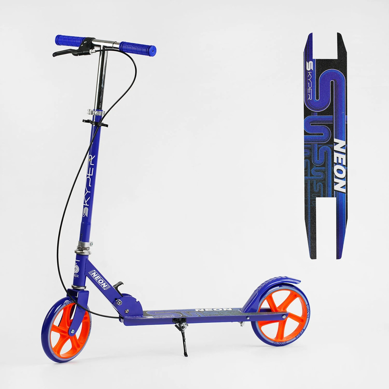 Самокат двоколісний для дівчинки хлопчика Best Scooter Skyper Neon N-41417 Синій / Червоний Складаний самокат