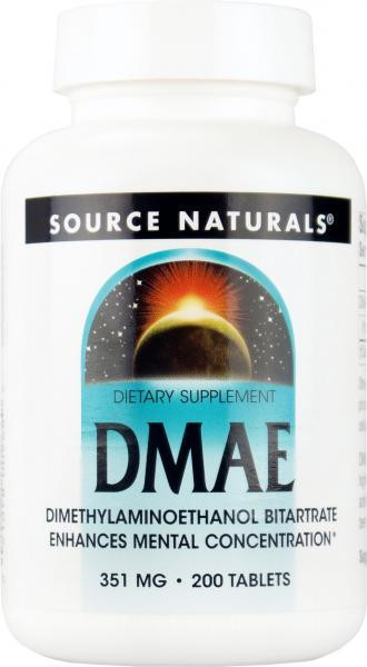 DMAE (ДМАЕ, Диметиламіноетанол) Source Naturals, 100 таблеток. Зроблено в США.