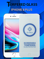 Защитное стекло для Айфон 8 Плюс Белый, iPhone 8 Plus White ( Premium Tempered 6D Glass )