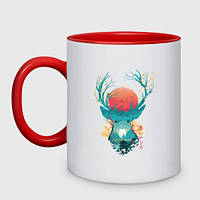 Кружка с принтом двухцветная «Душа природы Японии - утро в горах» (цвет чашки на выбор)