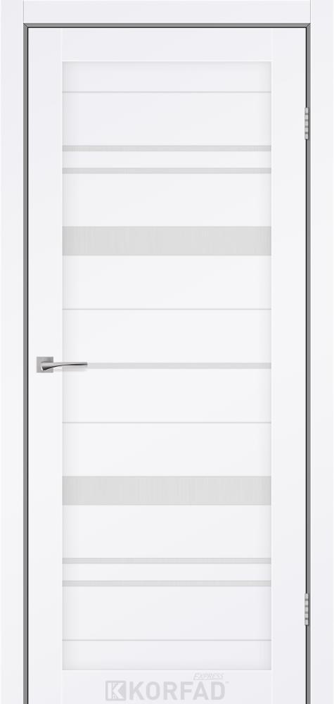 Двері міжкімнатні Korfad Express Belmina - Білий мат Кристал (зі склом сатин), фото 1