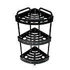 Полиця 3-ярусна Homax кутова алюмінієва чорна 237х237х570 (EBA-3530 BL), фото 3