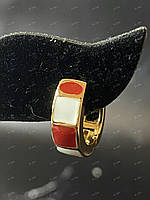 Жіночі сережки-конго (кільця) Xuping позолота 18К з емаллю позолочені  В Оксамитовому Футлярі