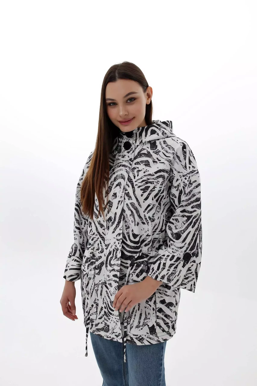 Трендова жіноча демісезонна куртка парка з принтом зебра, фото 1