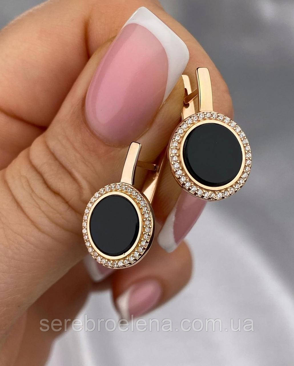 Жіночі срібні сережки в позолоті 1102.10п, фото 1