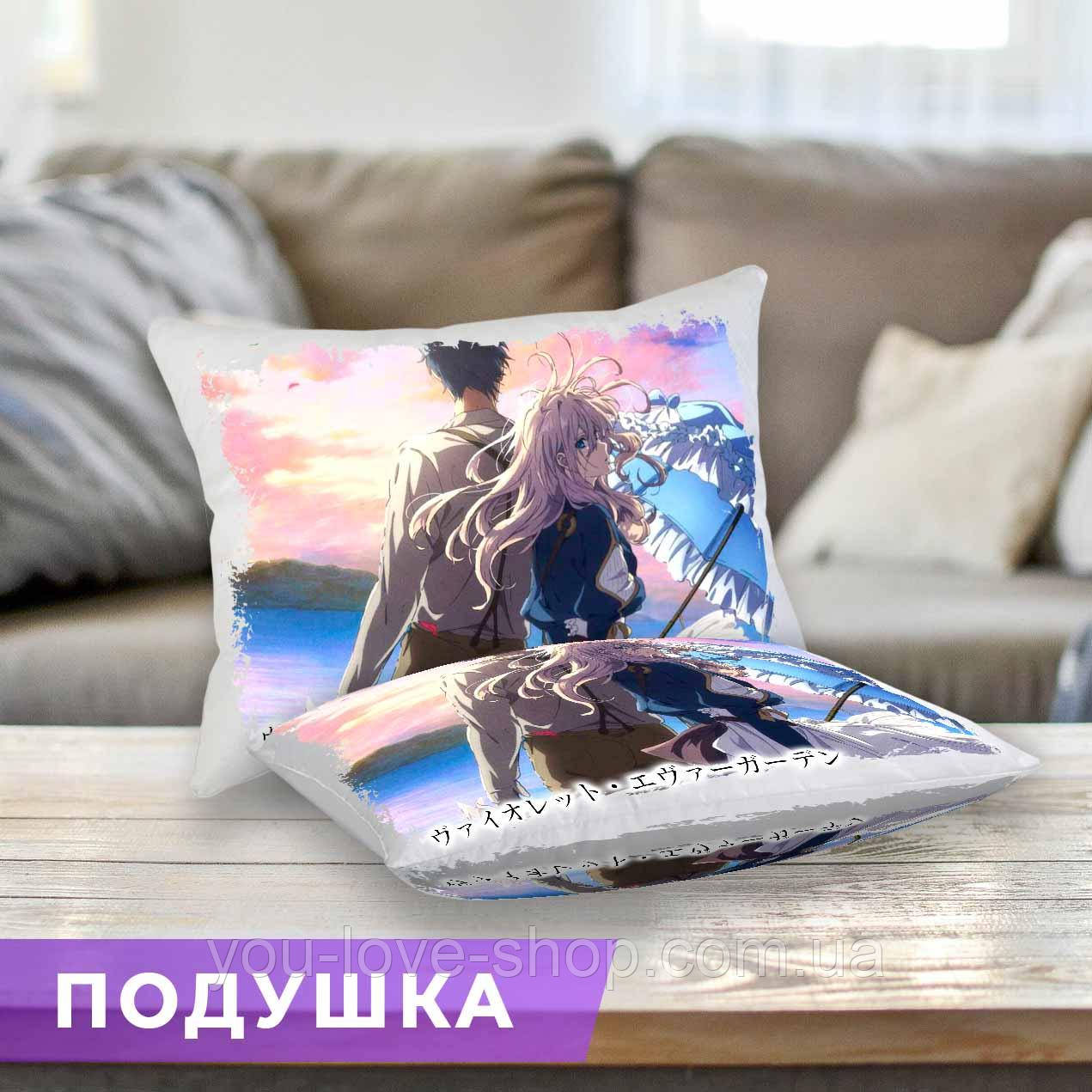 Подушка Вайолет Евергарден "Персонажі" / Подушка Violet Evergarden прямокутник 45х35