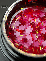 Foil flower gel (5 мл.) Дизайнер - гель с цветочками из фольги 6