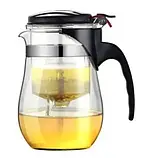 Чайник для заварювання чаю 500 мл Edenberg EB-332 Заварник скляний із кнопкою для зливання Типод, фото 7