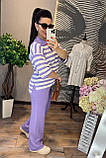 Трикотажний костюм жіночий кофта в смужку з укороченими рукавами та штани, фото 8