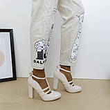 Жіночі білі весільні туфлі на високих підборах для нареченої з ремінцем 36 38 39, фото 4