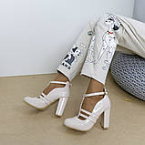 Жіночі білі весільні туфлі на високих підборах для нареченої з ремінцем 36 38 39, фото 9