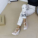 Жіночі білі весільні туфлі на високих підборах для нареченої з ремінцем 36 38 39, фото 6