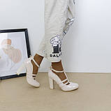 Жіночі білі весільні туфлі на високих підборах для нареченої з ремінцем 36 38 39, фото 8