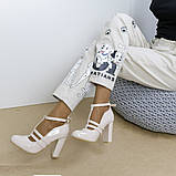 Жіночі білі весільні туфлі на високих підборах для нареченої з ремінцем 36 38 39, фото 3