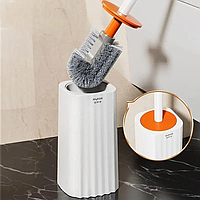 Туалетный ершик с силиконовой плоской щеткой предназначен для чистки унитаза, набор для чистки унитаза белый
