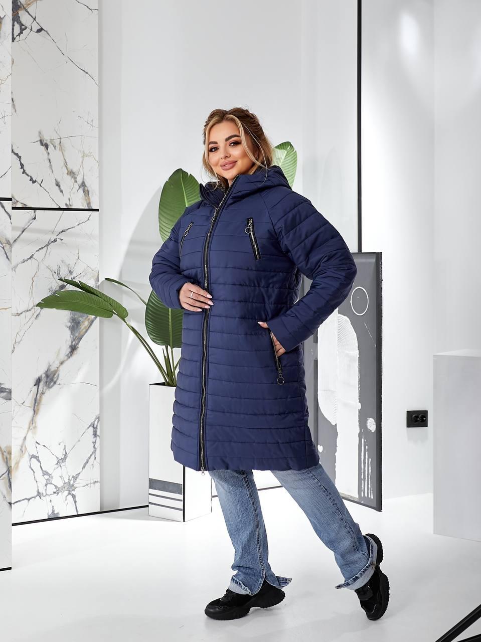 Шикарне жіноче пальто на синтепоні 100, тканина "Плащівка" 48, 50, 52, 54, 56, 60 розмір 48