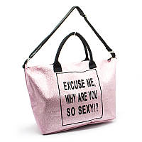 Сумка Женская большая "Excuse me..." розового цвет размер 45х35х18см "
