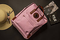 Рюкзак вместительный с кожаной ручкой KÅNKEN розового цвета размер 38*28*14 см