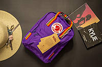 Рюкзак Fjallraven Kanken MINI с радужными ручками фиолетового размер 27*21*10 (7L)
