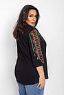 Блуза 3/4 вишиванка жіноча батал 58-64 рр тетрис Чорний, фото 4