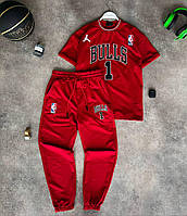 Комплект мужской костюм футболка и штаны CHICAGO BULLS красный