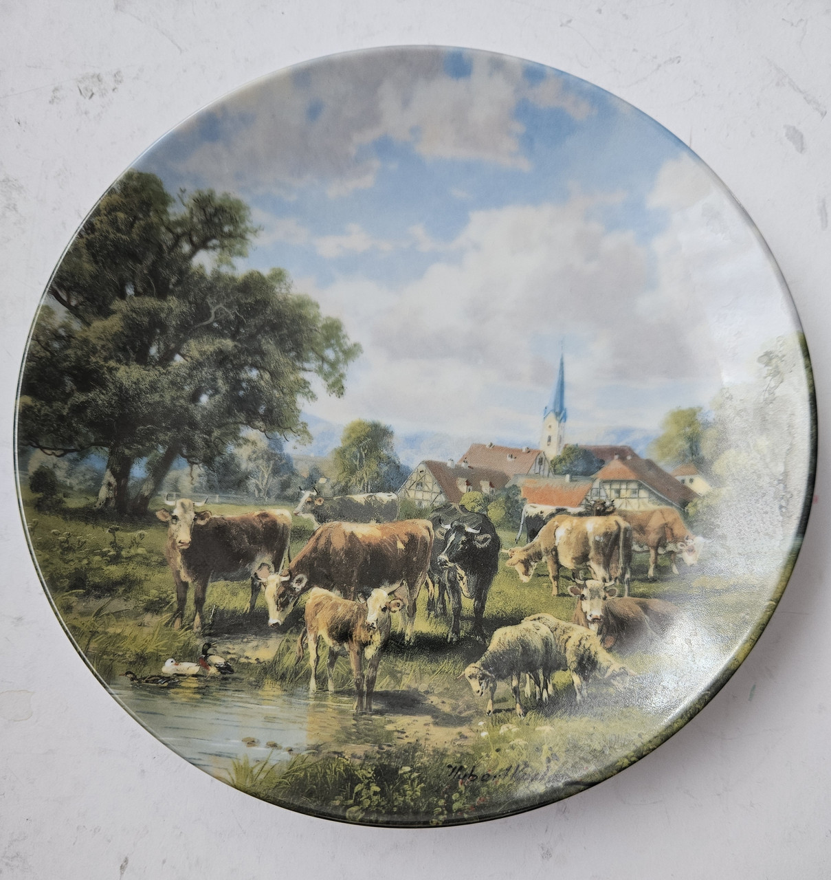 Колекційна, Порцелянова тарілка картатва та корови, фото 1