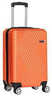 Маленький пластиковый чемодан на четырех колесах из прочного ABS пластика 45L GD Polo оранжевый