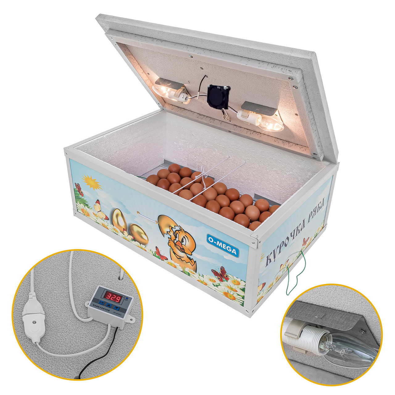 Цифровий інкубатор "Курочка Ряба ІБ-100" на 100 яєць з вентилятором, фото 1