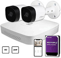Комплект IP видеонаблюдения Dahua IP KIT 2x2MP OUTDOOR видеорегистратор + 2 камеры уличные + диск 1Тб