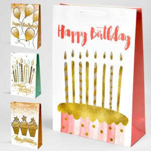 Пакет подарунковий паперовий M "Happy Birthday" 32*26*12см., R91174-M