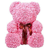 Мишка из алых 3D роз в подарочной упаковке медведь Тедди Розовый, Elite