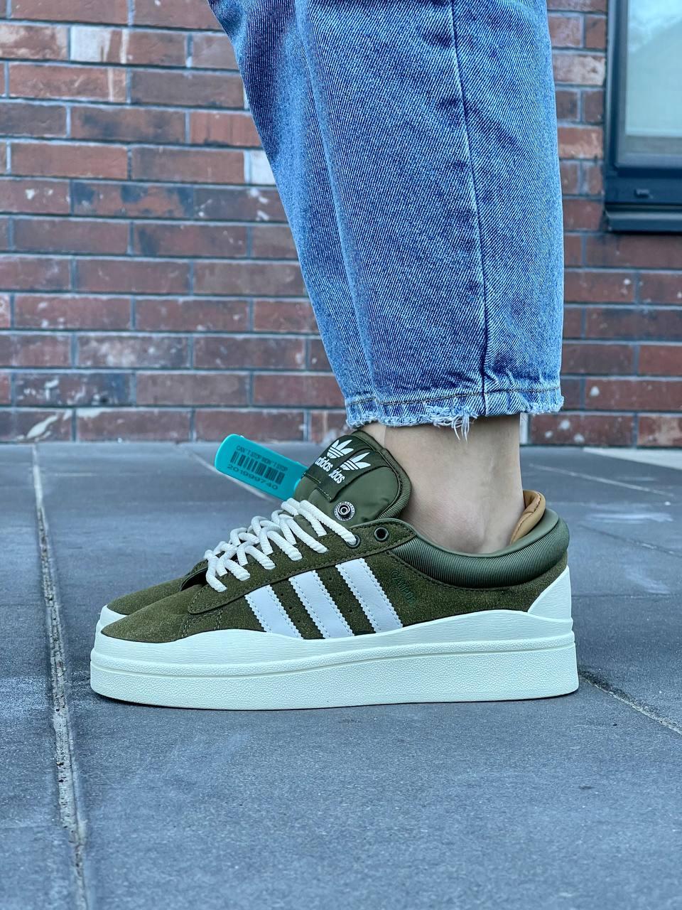 Жіночі Кросівки Adidas Campus Bad Bunny Olive White / Адідас Кампус Бед Банні