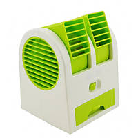 Мини кондиционер портативный охладитель и увлажнитель воздуха от USB и батареек вентилятор UKC Fan зеленый!!