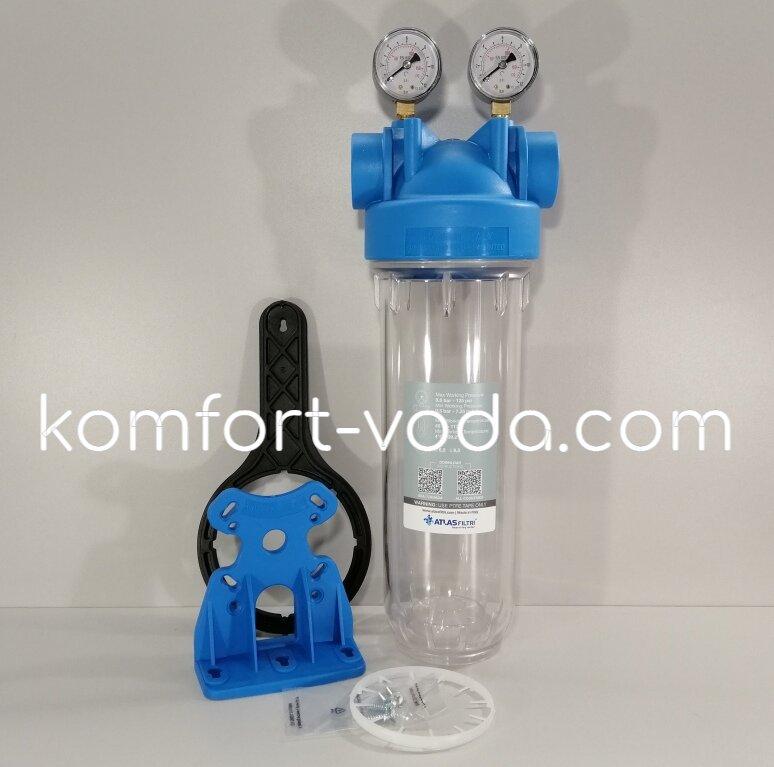 Корпус фільтра Atlas Filtri DP M 10 MONO OT TS, з манометрами