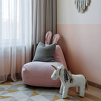 Кресло мешок зайка с ушками розовый для детей