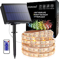 LED Стрічка 10 м із Сонячною Панелью Акумулятором 4400 мА·год IP67 для зовнішньої прикраси саду(вітрина)