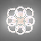 Світлодіодна люстра 150 Вт з підсвічуванням основи та пультом д/к колір каркасу білий D-9133/4+4WH LED 3color dimmer, фото 3