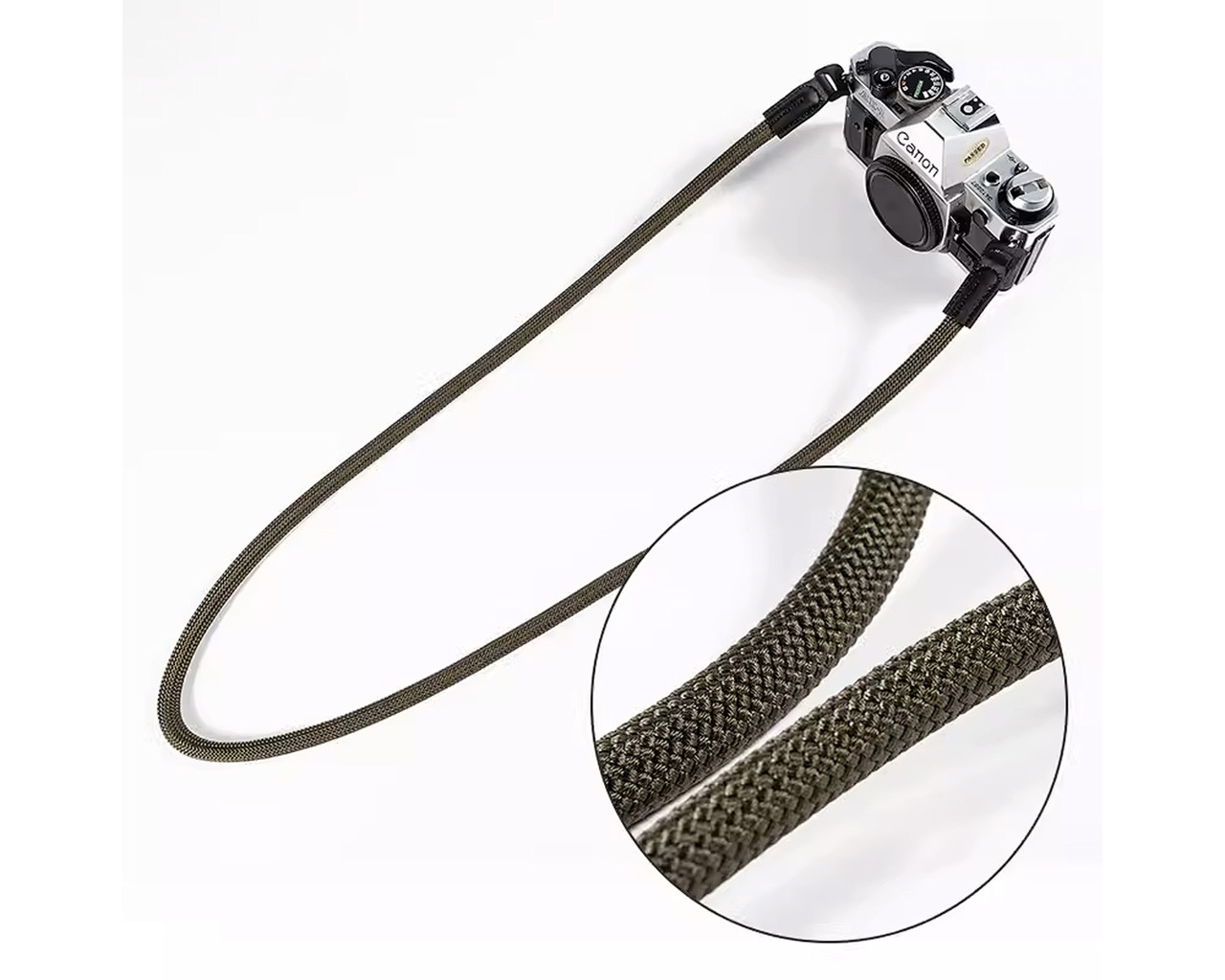 Ремінь універсальний для фотоапарата фотокамери CAMERA STRAP нашийний плечовий з тканини хакі, фото 1