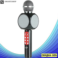 Мікрофон караоке WSTER WS-1816 - бездротової Bluetooth мікрофон з світломузикою слотом USB, FM тюнером! Знижка