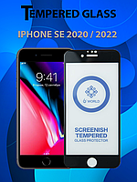 Защитное стекло для Айфон СЕ 2020 / 2022 Черный , iPhone SE 2020 / 2022 Black ( Premium Tempered 6D Glass )