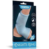 Насадка на член Vibrating Silk Knights Ring With Scrotum Sleeve Blue