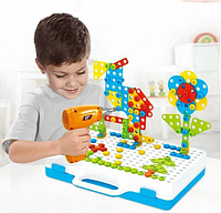Винтовая мозаика с шуруповертом детский конструктор 193 элемент Creative Puzzle, мозаика с шуруповертом!!