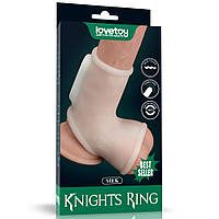 Насадка на член Vibrating Silk Knights Ring With Scrotum Sleeve White