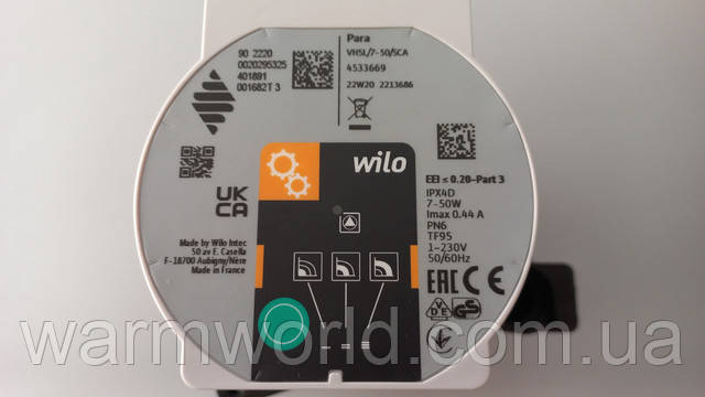 Para VHSL/7-50/SCA 4533669 23W20 2213686 90 2220 0020295325 EEI<0.2-Part 3 IPX4D 7-50W Imax 0.44 A PN6 TF95  50/60Hz 1-230V Made by Wilo Intec 50 av E.Casella F-18700 Aubigny/Nere Made in France