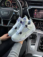 Женские кроссовки Air Jordan 4 Retro White Metallic Purple Найк Джордан Ретро IV белые кожаные демисезон